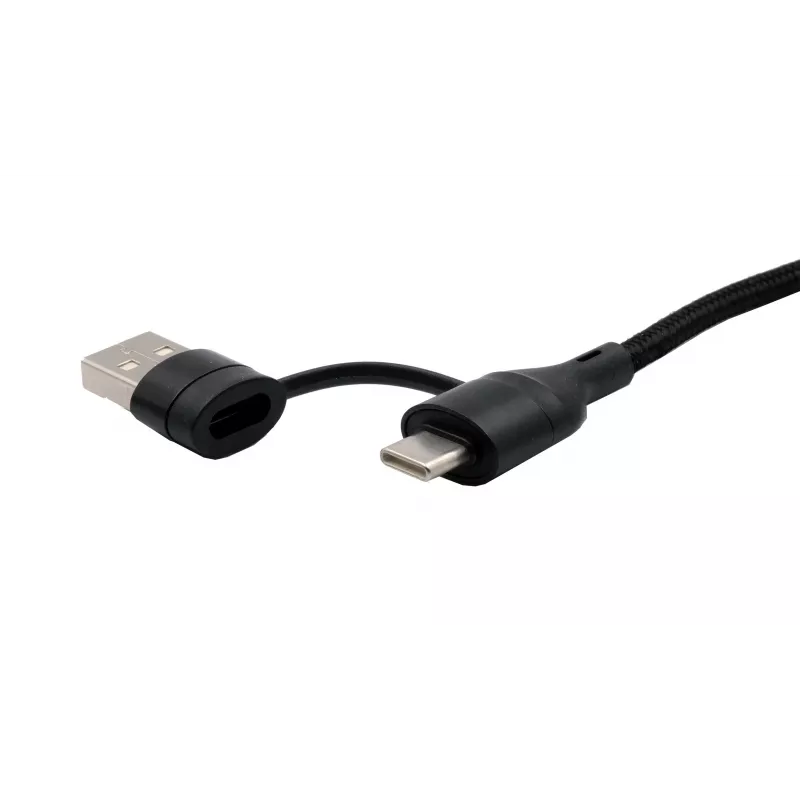 EXSYS EX-K1404 2-in-1 na 3-in-1 USB-C/A na USB-C/Micro B/Lightning nylonový opletený multi nabíjací a dátový kábel, 1,2m, čierny