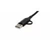 EXSYS EX-K1404 2-in-1 na 3-in-1 USB-C/A na USB-C/Micro B/Lightning nylonový opletený multi nabíjací a dátový kábel, 1,2m, čierny