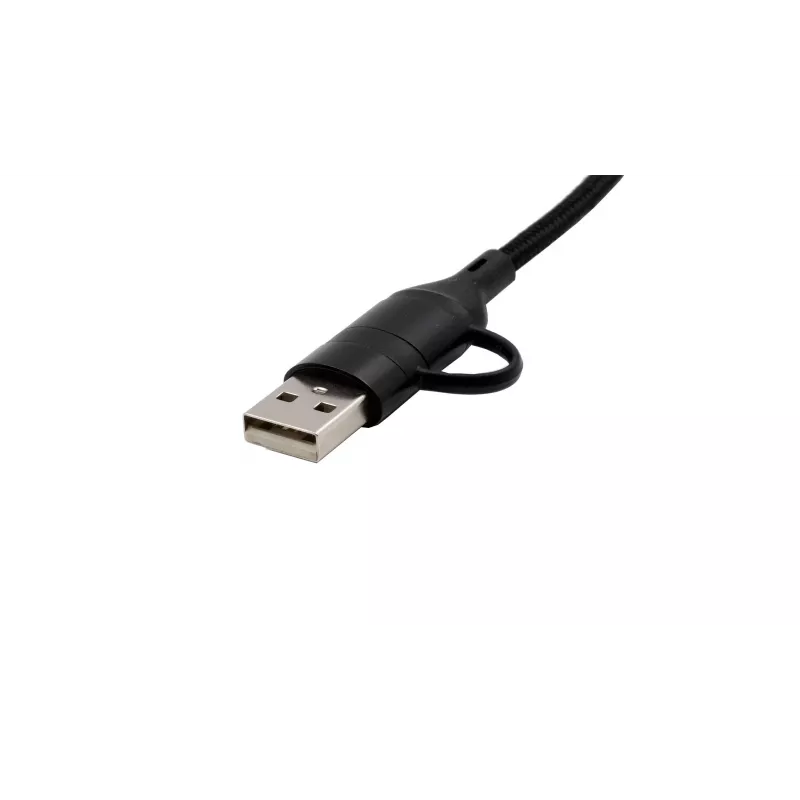 EXSYS EX-K1404 2-in-1 na 3-in-1 USB-C/A na USB-C/Micro B/Lightning nylonový opletený multi nabíjací a dátový kábel, 1,2m, čierny