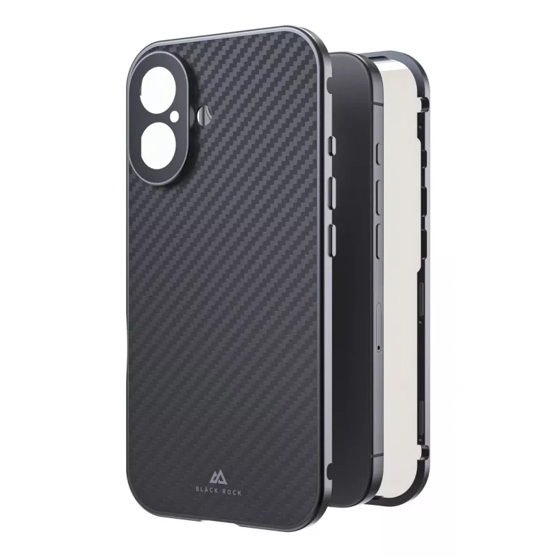 Black Rock Cover 360° Glass pre Apple iPhone 16, pravý karbón (00228085)
