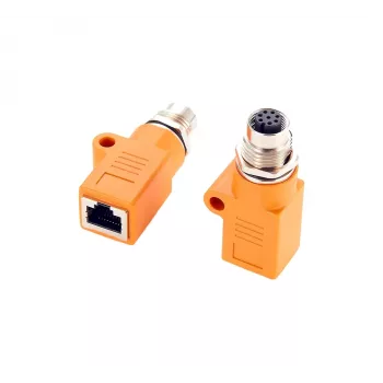 EXSYS EX-49501 priemyselný M12 A-kódovaný 8-pinový konektor samica na RJ45 konektor samica adaptér, Gigabit Ethernet, IP67