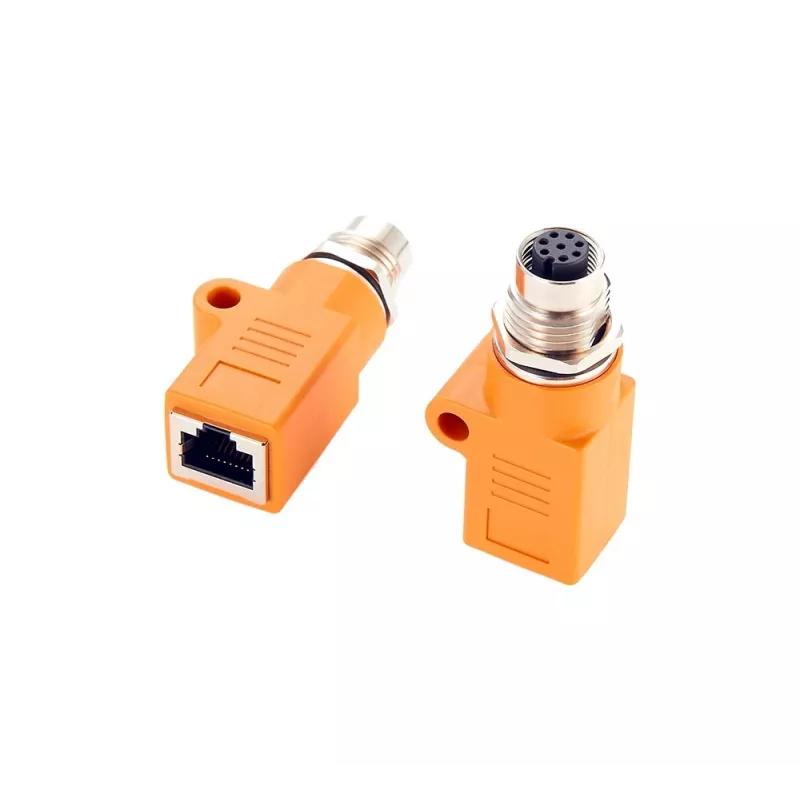 EXSYS EX-49501 priemyselný M12 A-kódovaný 8-pinový konektor samica na RJ45 konektor samica adaptér, Gigabit Ethernet, IP67