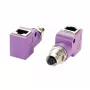 EXSYS EX-49523 M12 D-Code 4-Pin konektor samica na RJ45 konektor samica 90° priemyselný Ethernet adaptér