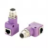 EXSYS EX-49523 M12 D-Code 4-Pin konektor samica na RJ45 konektor samica 90° priemyselný Ethernet adaptér