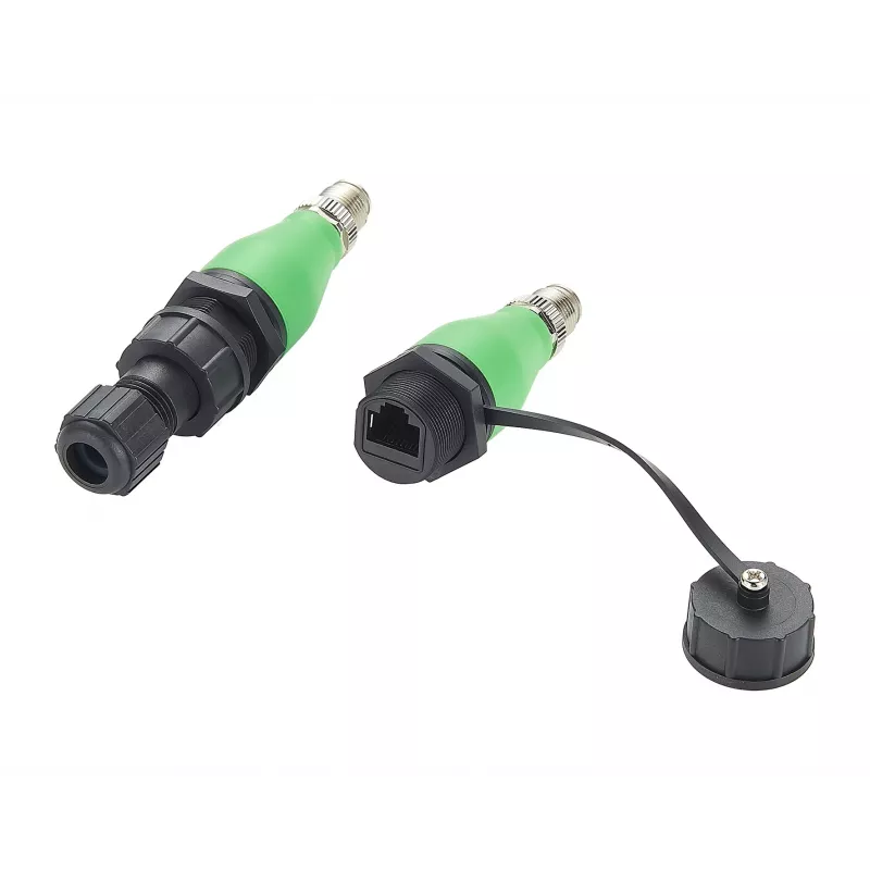 EXSYS EX-49544 M12 X-Code 8-Pin konektor samec na RJ45 konektor samica IP67 priemyselný Ethernet adaptér, 10 Gbps