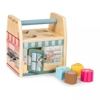 Gerardo's Toys drevený aktivitný domček so zámkami pre deti od 18 mesiacov