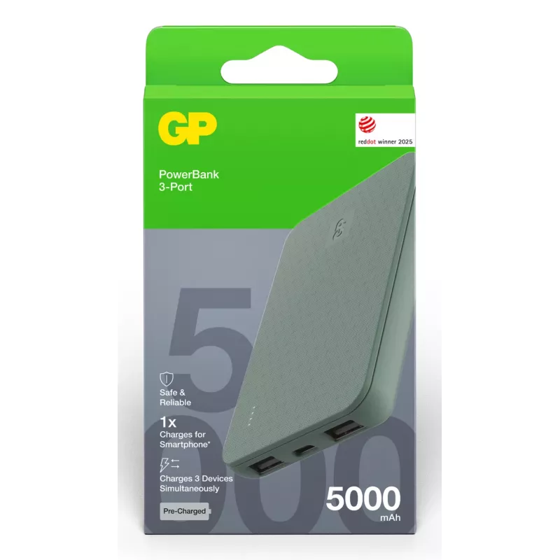 GP PowerBank B+ Series 5000 mAh machovo zelená (GPPBB05BGYBSR523)