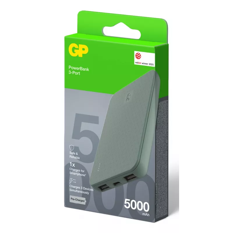 GP PowerBank B+ Series 5000 mAh machovo zelená (GPPBB05BGYBSR523)