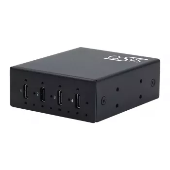 EXSYS EX-12274HMS USB 3.2 Gen 2x1 4-port priemyselný kovový hub, 10Gbps, 15KV ESD, montáž na stenu/DIN lištu