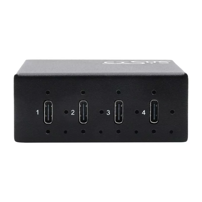 EXSYS EX-12274HMS USB 3.2 Gen 2x1 4-port priemyselný kovový hub, 10Gbps, 15KV ESD, montáž na stenu/DIN lištu