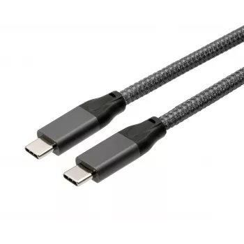 EXSYS EX-K1596-1.0 USB-C na USB-C kábel, USB 3.2 Gen 2x2, 20 Gbps, 100W PD, pletený sivý, 1,0m