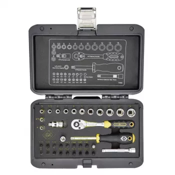 C.K Tools T4660 36-dielna metrická sada nástrčných kľúčov s 1/4-palcovým pohonom, 72-zubový račňový mechanizmus a bity