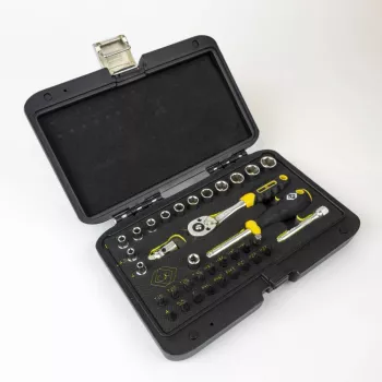 C.K Tools T4660 36-dielna metrická sada nástrčných kľúčov s 1/4-palcovým pohonom, 72-zubový račňový mechanizmus a bity