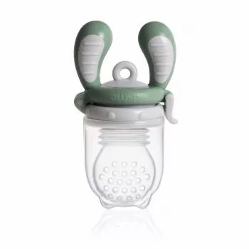 Kidsme Food Feeder Large sivý - Detský hryzák na ovocie a zeleninu, 6+ mesiacov, silikónové vrecko, bez BPA