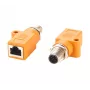 EXSYS M12 A-kódovaný 8-pólový konektor samec na RJ45 konektor samica tienený adaptér, IP67, Gigabit, PoE EX-49500