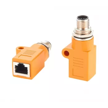 EXSYS M12 A-kódovaný 8-pólový konektor samec na RJ45 konektor samica tienený adaptér, IP67, Gigabit, PoE EX-49500
