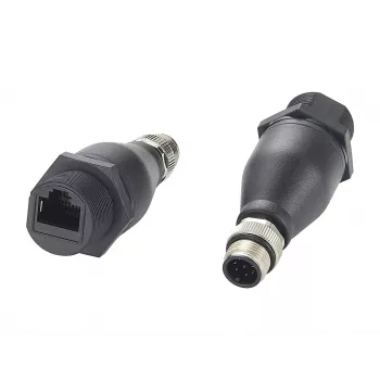 EXSYS EX-49504 M12 A-Code 8-Pin konektor samec na RJ45 konektor samica priemyselný Ethernet adaptér, IP67