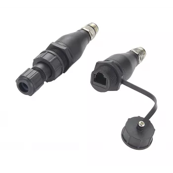 EXSYS EX-49504 M12 A-Code 8-Pin konektor samec na RJ45 konektor samica priemyselný Ethernet adaptér, IP67