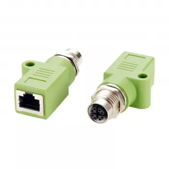 EXSYS M12 X-Coded 8-Pin konektor samica na RJ45 konektor samica adaptér, 10Gbps, IP67, poniklovaná mosadz EX-49541