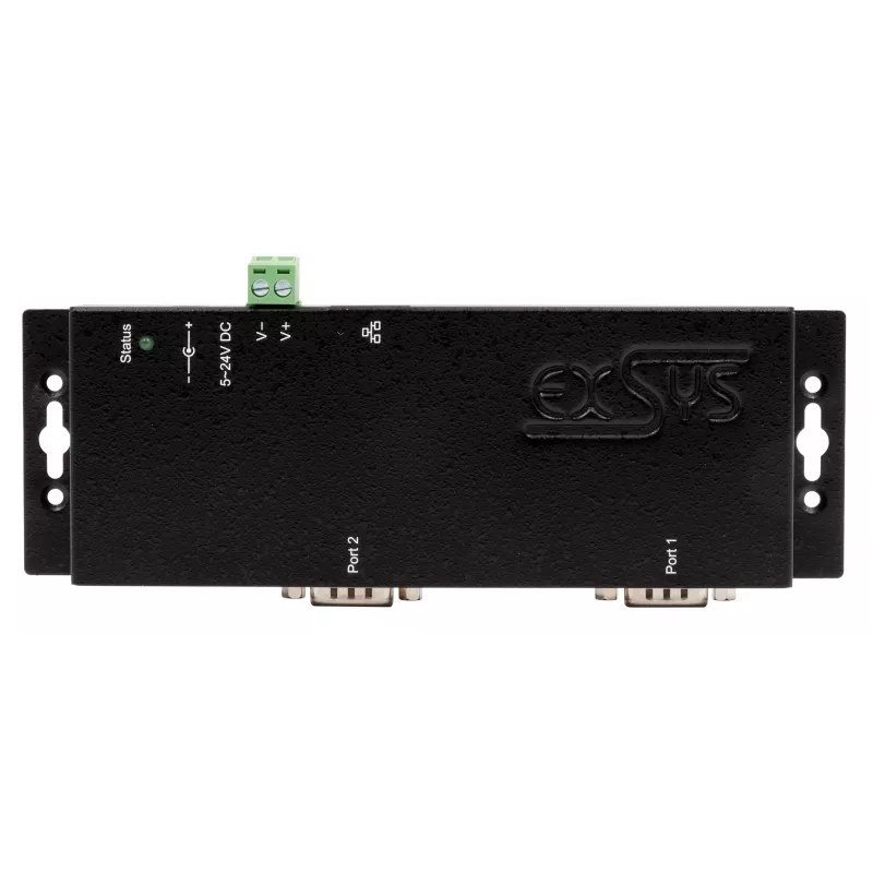 EXSYS EX-6162 Ethernet na 2x RS-232 sériový server s napájacím zdrojom 12V/3A