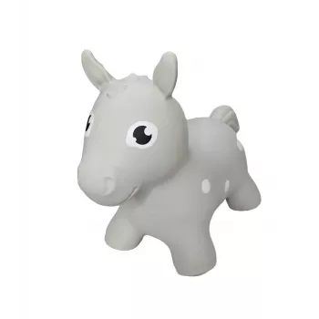 Gerardo's Toys sivý kôň skákacie zvieratko pre deti od 12 mesiacov, nafukovací hopper s pumpou, nosnosť do 50 kg, do interiéru aj exteriéru