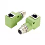 EXSYS EX-49543 M12 X-coded 8-pinový konektor samica na RJ45 konektor samica 90° adaptér, 10GbE, IP67