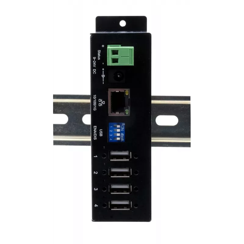 EXSYS EX-6003HMVS-POE-ON 4-portový USB 2.0 cez Gigabit Ethernet server s PoE, 15KV ESD ochrana
