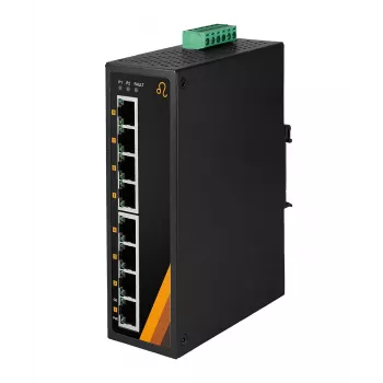 EXSYS EX-6226POE priemyselný 8-portový Gigabit PoE+ switch, 12-36VDC, DIN lišta
