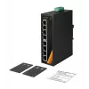 EXSYS EX-6226POE priemyselný 8-portový Gigabit PoE+ switch, 12-36VDC, DIN lišta