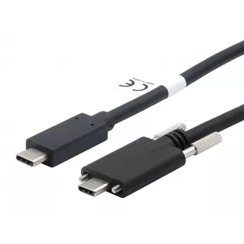 EXSYS USB-C na USB-C 3.2 Gen 2x1 kábel s poistnými skrutkami, 2m, čierny EX-K1591V-2.0