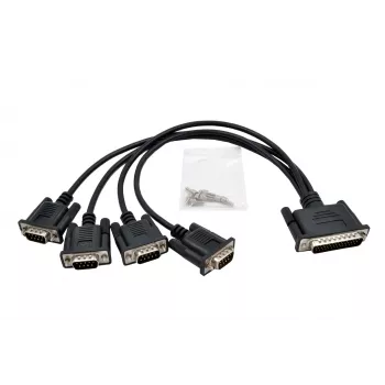 EXSYS EX-OPTC44-9-SM Octopus kábel 4 x 9 Pin Serial RS-232 breakout kábel, HD44 samec na 4x DB9 samec, 0,6m, čierny
