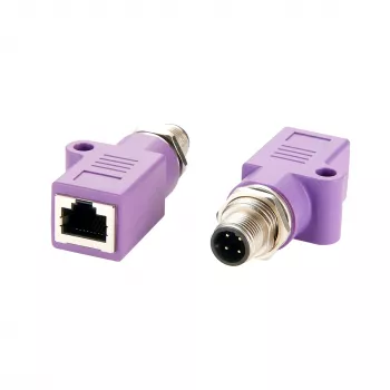 EXSYS EX-49520 M12 D-Code 4-pin konektor samec na RJ45 konektor samica tienený priemyselný Ethernet adaptér