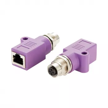 EXSYS M12 D-Code 4-pin konektor samica na RJ45 konektor samica priemyselný Ethernet adaptér EX-49521