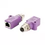 EXSYS M12 D-Code 4-pin konektor samica na RJ45 konektor samica priemyselný Ethernet adaptér EX-49521