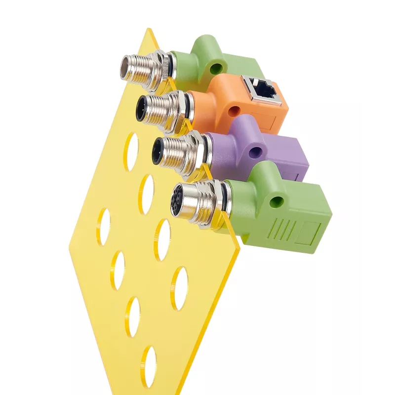 EXSYS M12 D-Code 4-pin konektor samica na RJ45 konektor samica priemyselný Ethernet adaptér EX-49521
