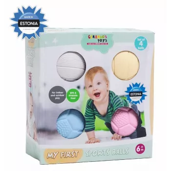 Gerardo's Toys GT7710 sada masážnych a senzorických loptičiek pre deti, 4 ks, rôzne textúry a farby, od 6 mesiacov