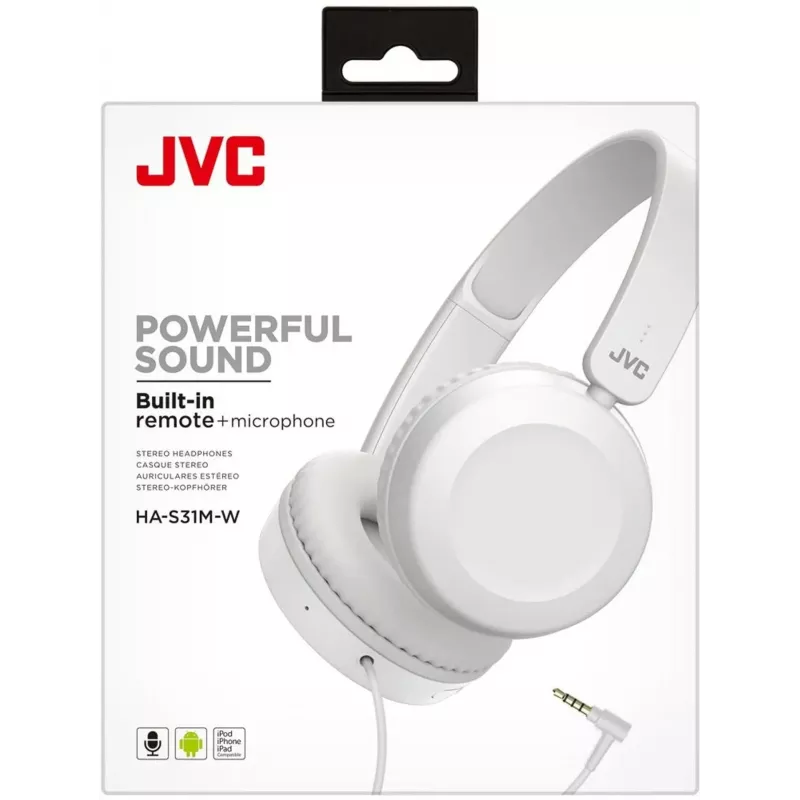 JVC káblové in-ear slúchadlá s mikrofónom, biele