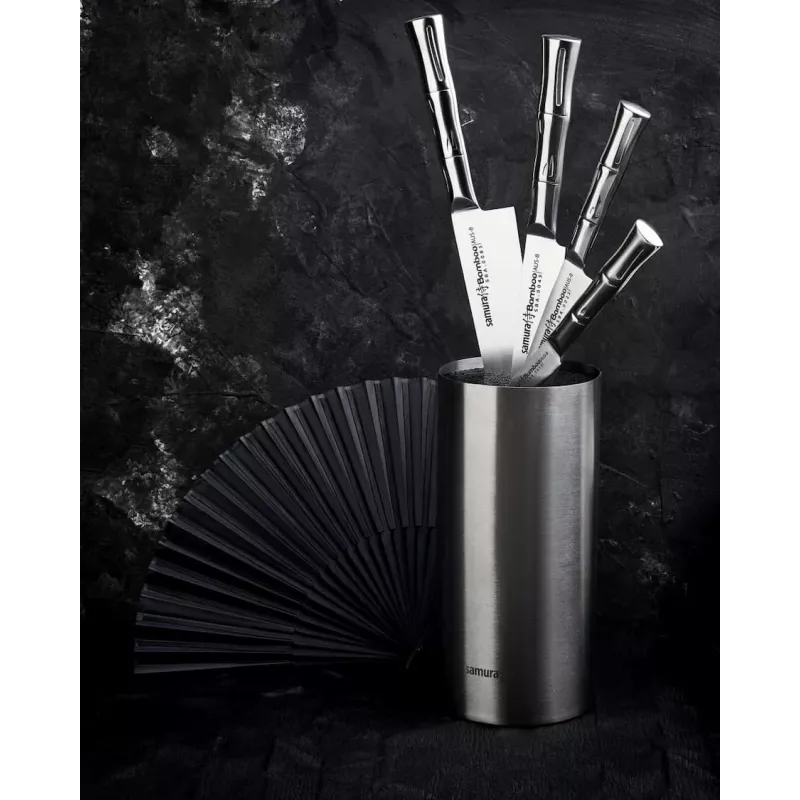 SAMURA KBA-100 magnetický blok na nože z bambusu, obojstranný, pre až 10 nožov, prírodný
