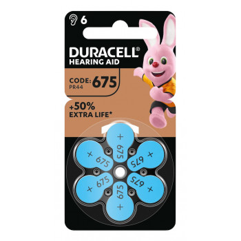 Duracell EasyTab 675 PR44 zinko-vzdušné batérie do načúvacích prístrojov, balenie 6 ks 167346