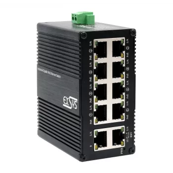 EXSYS Mini 10-portový priemyselný Gigabit PoE+ switch, web-managed (EX-62036MPOE)