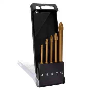 C.K Tools T3059 sada vrtákov na sklo, 5-dielna (4-10 mm), hrot z karbidu volfrámu, na sklo, dlaždice, keramiku, porcelán, zrkadlá