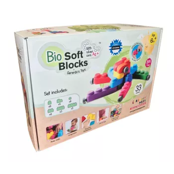 Gerardo's Toys mäkké kocky s kolieskami, 33 dielov (25 kociek + 8 dielov koliesok)