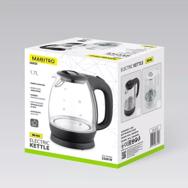 Maestro MR-063 čierna kanvica 1,7 L 2200 W
