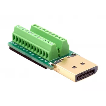 EXSYS EX-49052 DisplayPort konektor samec na 20-pinový skrutkovací svorkový blok adaptér