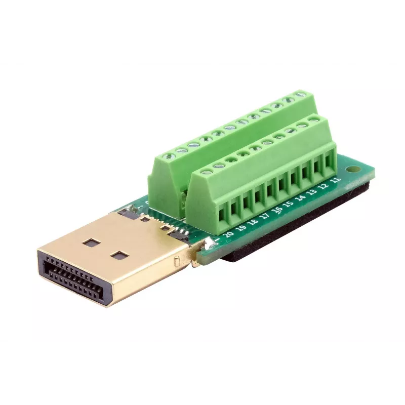 EXSYS EX-49052 DisplayPort konektor samec na 20-pinový skrutkovací svorkový blok adaptér