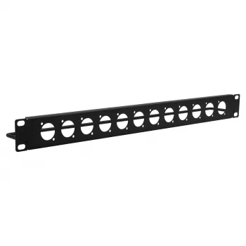EXSYS EX-49299 19 inch 1U rack panel s 12 D-typ výrezmi a lištou na vedenie káblov