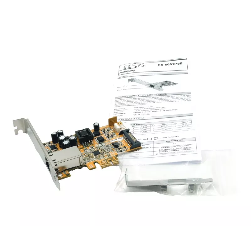 EXSYS EX-6081POE 1-port PCIe 2,5G PoE+ sieťová karta