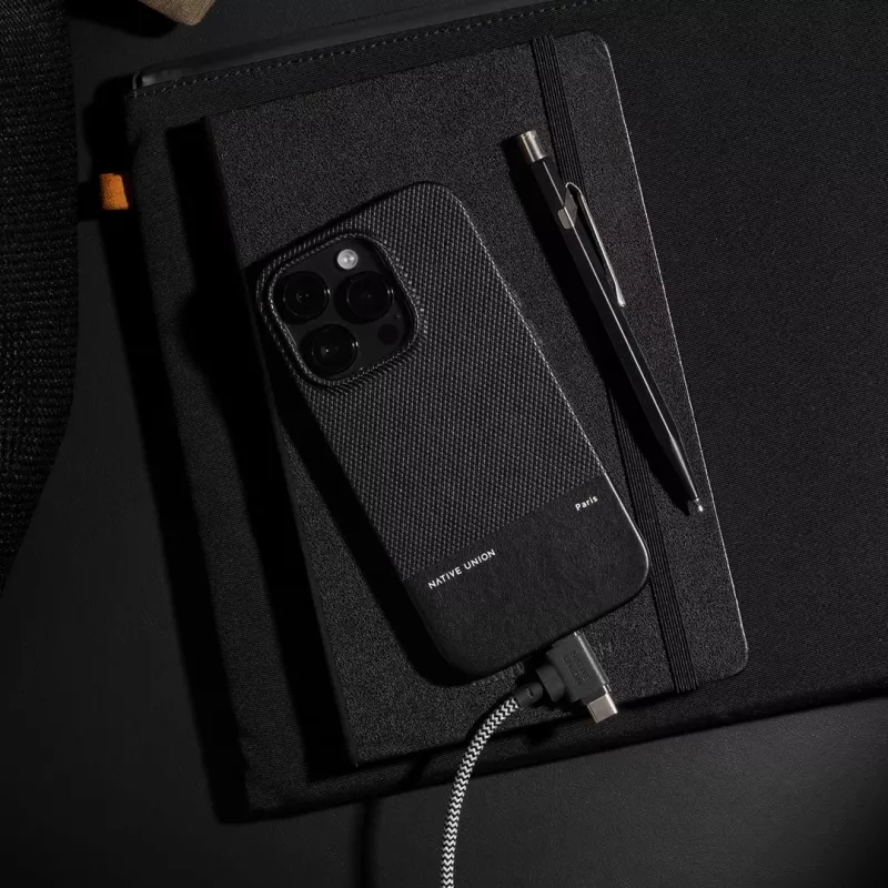 Native Union Belt Cable Duo USB-C na USB-C/Lightning pletený kábel 1,5 m čierna