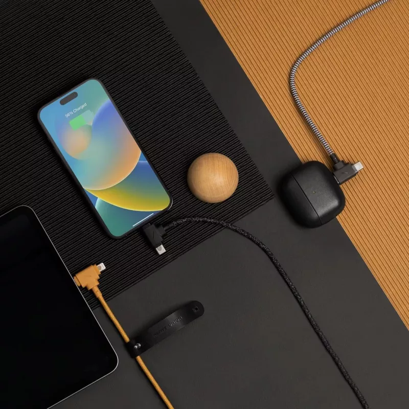 Native Union Belt Cable Duo USB-C na USB-C/Lightning pletený kábel 1,5 m čierna