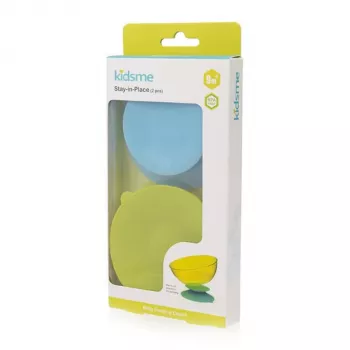 KIDSME protišmyková podložka na stôl s držiakom na misky, fľaše a poháre, balenie 2 ks, Sky & Lime